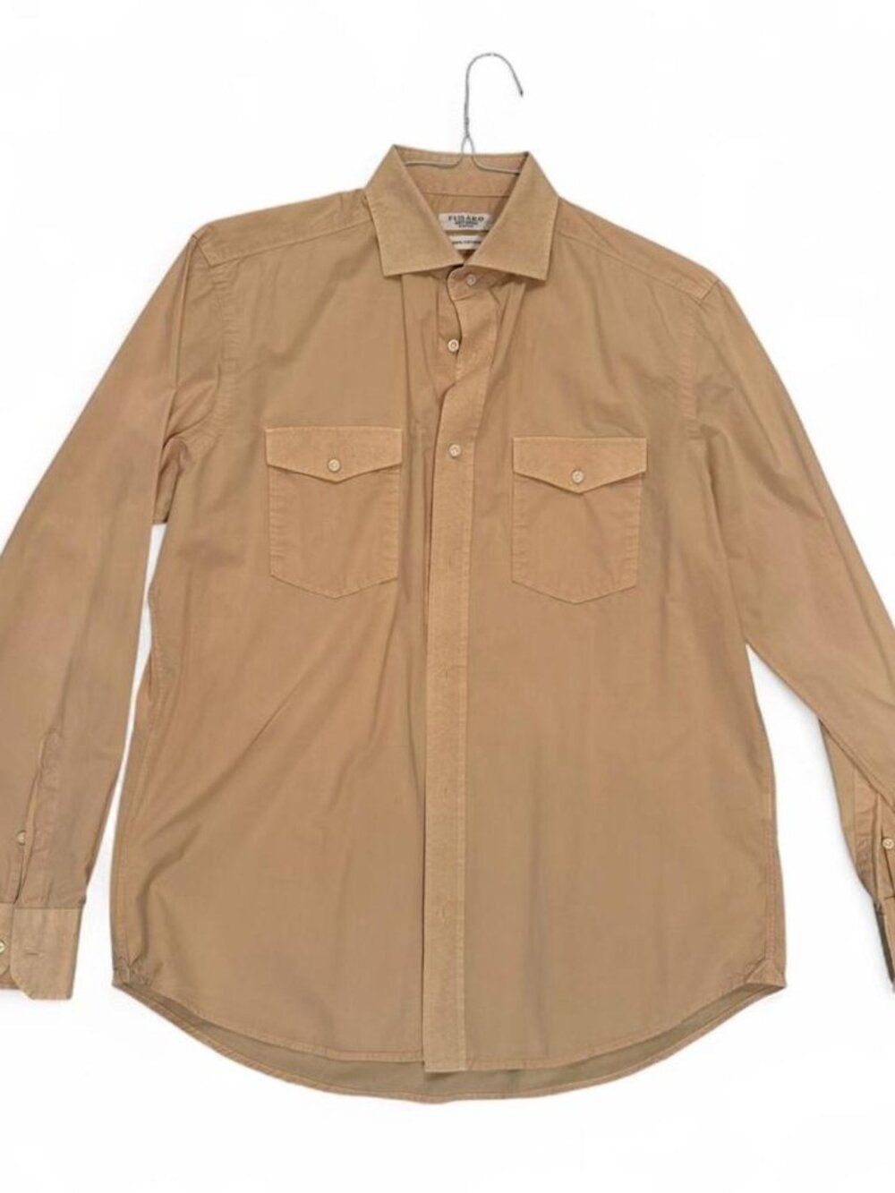 Fusaro tan button up shirt